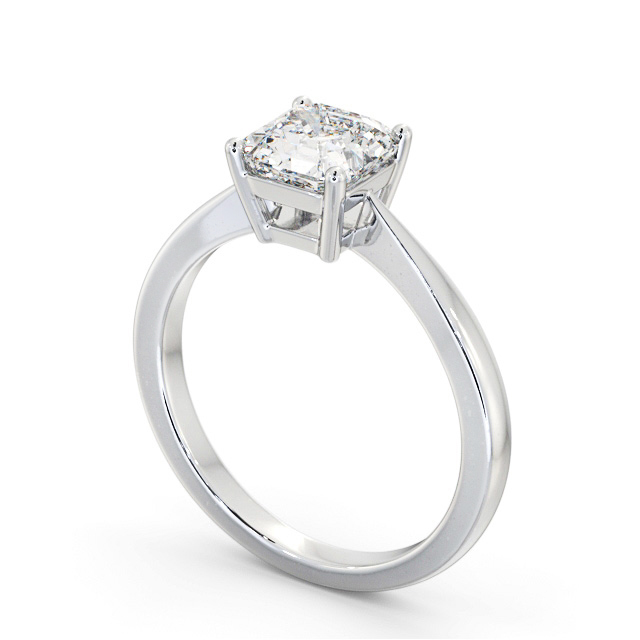 Asscher Diamond Engagement Ring 18K White Gold Solitaire - Abthorpe ENAS25_WG_SIDE