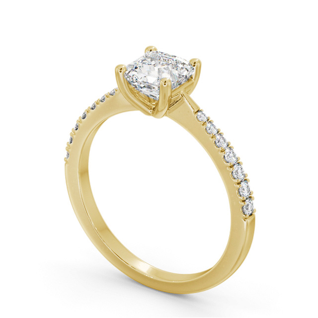 Asscher Diamond Engagement Ring 18K Yellow Gold Solitaire With Side Stones - Maudine ENAS25S_YG_SIDE