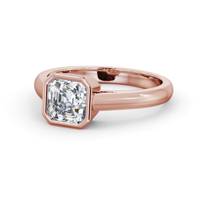 Asscher Diamond Engagement Ring 9K Rose Gold Solitaire - Raphaelle ENAS26_RG_FLAT