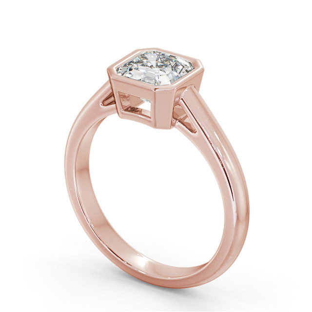 Asscher Diamond Engagement Ring 9K Rose Gold Solitaire - Raphaelle ENAS26_RG_SIDE
