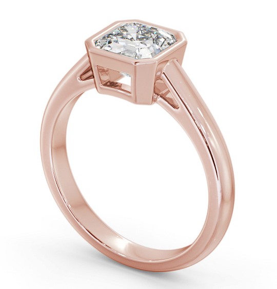 Asscher Diamond Bezel Setting Engagement Ring 18K Rose Gold Solitaire ENAS26_RG_THUMB1