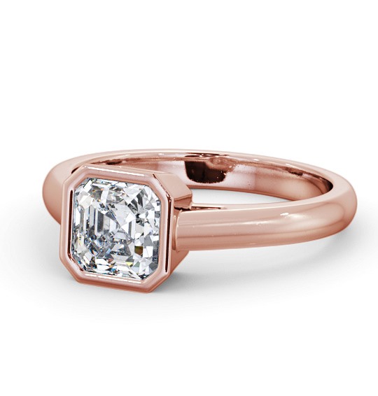 Asscher Diamond Bezel Setting Engagement Ring 18K Rose Gold Solitaire ENAS26_RG_THUMB2 