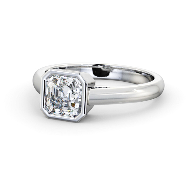 Asscher Diamond Engagement Ring 18K White Gold Solitaire - Raphaelle ENAS26_WG_FLAT