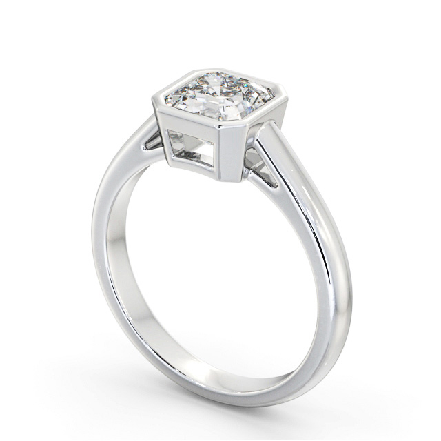 Asscher Diamond Engagement Ring 9K White Gold Solitaire - Raphaelle ENAS26_WG_SIDE