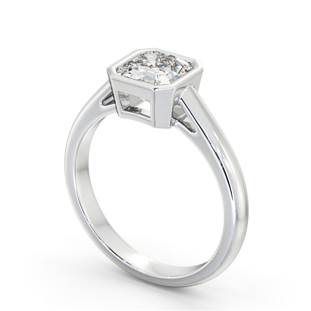 Asscher Diamond Engagement Ring 18K White Gold Solitaire - Raphaelle ENAS26_WG_SIDE