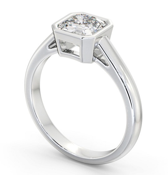 Asscher Diamond Bezel Setting Engagement Ring 18K White Gold Solitaire ENAS26_WG_THUMB1 