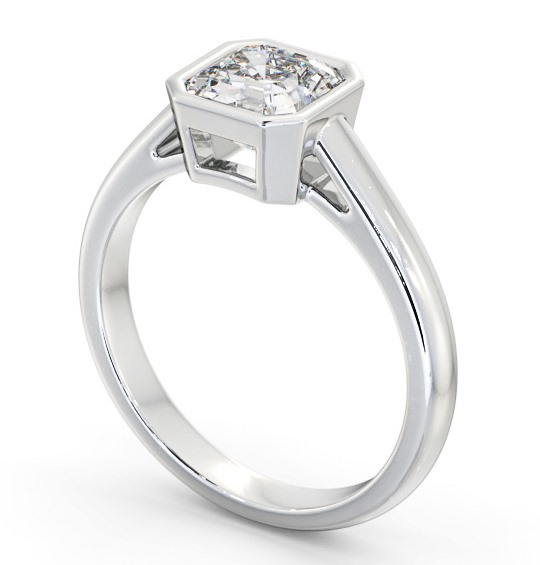 Asscher Diamond Bezel Setting Engagement Ring 9K White Gold Solitaire ENAS26_WG_THUMB1