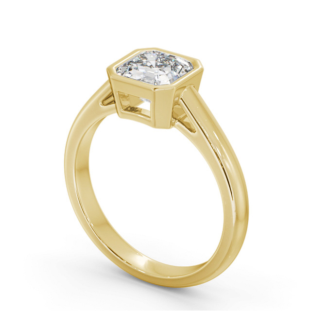 Asscher Diamond Engagement Ring 18K Yellow Gold Solitaire - Raphaelle ENAS26_YG_SIDE
