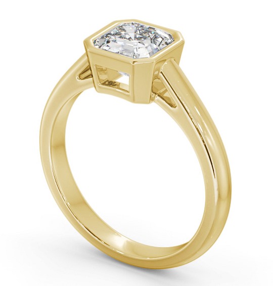 Asscher Diamond Bezel Setting Engagement Ring 9K Yellow Gold Solitaire ENAS26_YG_THUMB1 