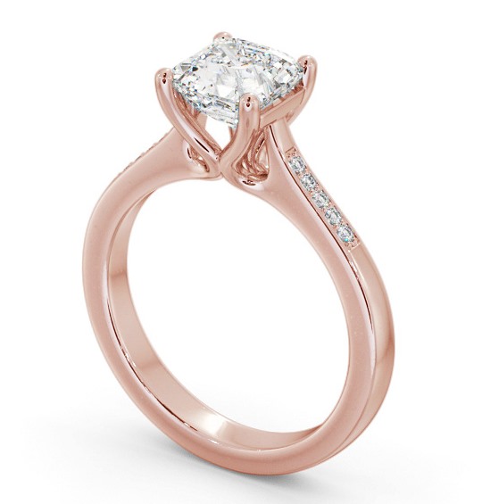 Asscher Diamond Elevated Setting Engagement Ring 18K Rose Gold Solitaire with Channel Set Side Stones ENAS26S_RG_THUMB1