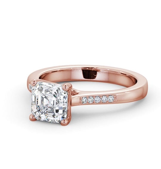  Asscher Diamond Engagement Ring 18K Rose Gold Solitaire With Side Stones - Olinda ENAS26S_RG_THUMB2 