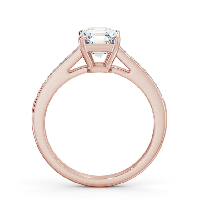Asscher Diamond Engagement Ring 18K Rose Gold Solitaire With Side Stones - Shrawley ENAS27S_RG_UP