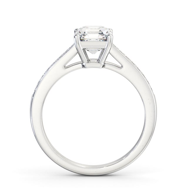 Asscher Diamond Engagement Ring 18K White Gold Solitaire With Side Stones - Shrawley ENAS27S_WG_UP