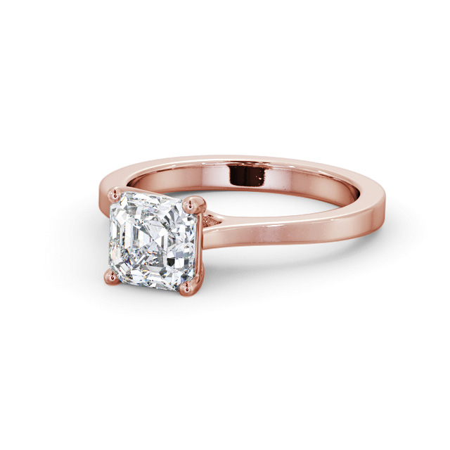 Asscher Diamond Engagement Ring 9K Rose Gold Solitaire - Keekle ENAS28_RG_FLAT