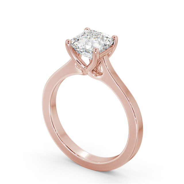 Asscher Diamond Engagement Ring 9K Rose Gold Solitaire - Keekle ENAS28_RG_SIDE