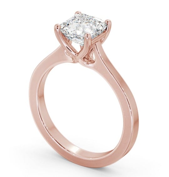  Asscher Diamond Engagement Ring 18K Rose Gold Solitaire - Keekle ENAS28_RG_THUMB1 