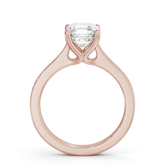 Asscher Diamond Engagement Ring 9K Rose Gold Solitaire - Keekle ENAS28_RG_UP