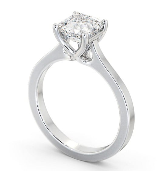  Asscher Diamond Engagement Ring Platinum Solitaire - Keekle ENAS28_WG_THUMB1 