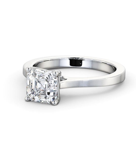  Asscher Diamond Engagement Ring Platinum Solitaire - Keekle ENAS28_WG_THUMB2 