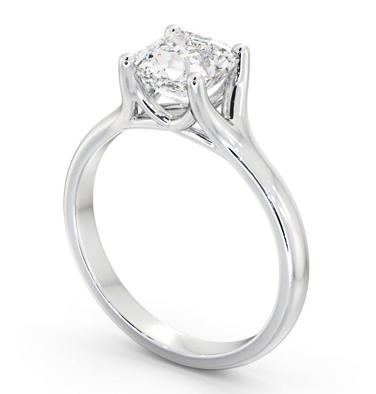 Asscher Diamond Split Trellis Design Engagement Ring 18K White Gold Solitaire ENAS29_WG_THUMB1