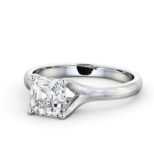 Asscher Diamond Split Trellis Design Engagement Ring 18K White Gold Solitaire ENAS29_WG_THUMB2 