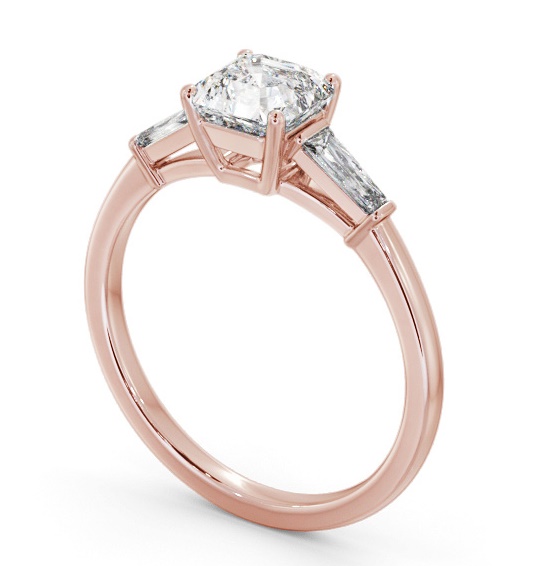 Asscher Diamond Engagement Ring 9K Rose Gold Solitaire With Side Stones - Lexi ENAS29S_RG_THUMB1