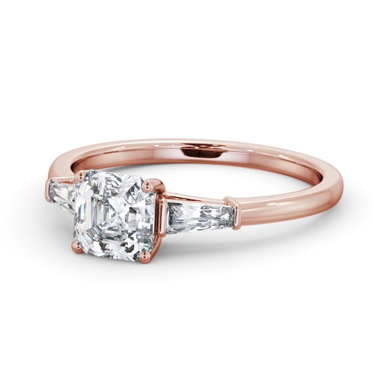  Asscher Diamond Engagement Ring 9K Rose Gold Solitaire With Side Stones - Lexi ENAS29S_RG_THUMB2 