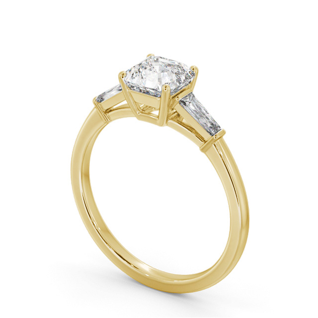 Asscher Diamond Engagement Ring 18K Yellow Gold Solitaire With Side Stones - Lexi ENAS29S_YG_SIDE