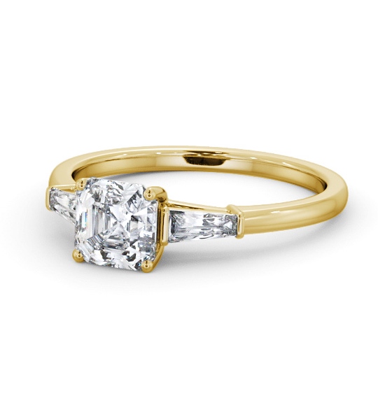  Asscher Diamond Engagement Ring 18K Yellow Gold Solitaire With Side Stones - Lexi ENAS29S_YG_THUMB2 