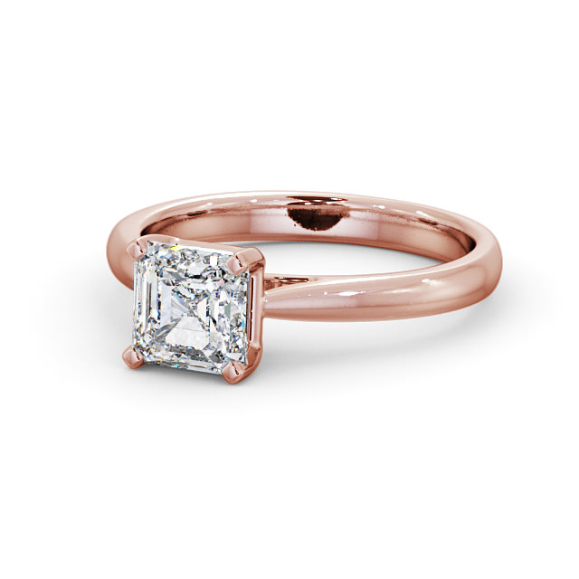 Asscher Diamond Engagement Ring 18K Rose Gold Solitaire - Apley ENAS2_RG_FLAT