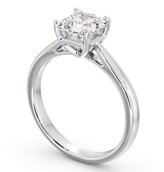 Asscher Diamond Classic 4 Prong Engagement Ring 18K White Gold Solitaire ENAS2_WG_THUMB1 