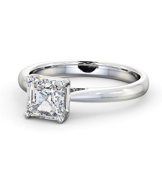 Asscher Diamond Classic 4 Prong Engagement Ring Platinum Solitaire ENAS2_WG_THUMB2 