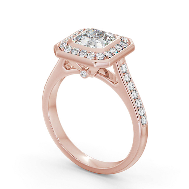 Halo Asscher Diamond Engagement Ring 18K Rose Gold - Maltby ENAS30_RG_SIDE