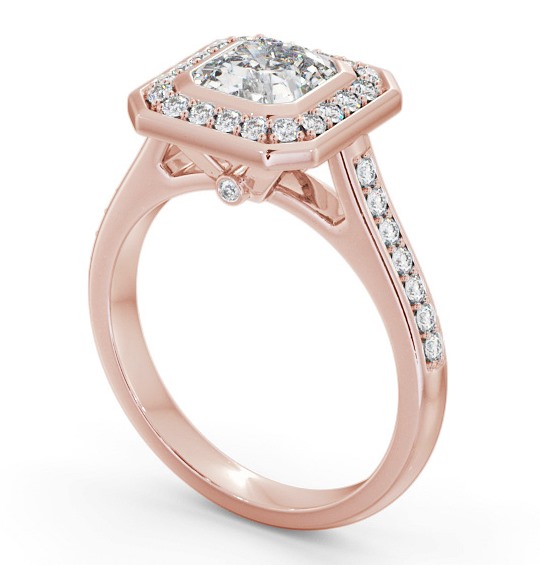 Halo Asscher Diamond Flush with Channel Setting Engagement Ring 9K Rose Gold ENAS30_RG_THUMB1