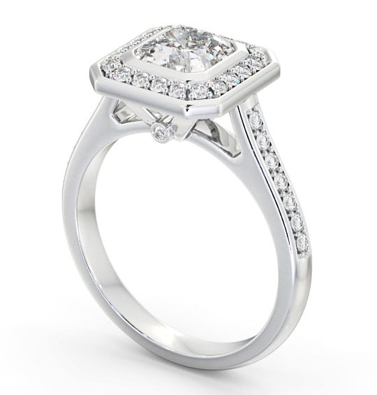 Halo Asscher Diamond Flush with Channel Setting Engagement Ring 18K White Gold ENAS30_WG_THUMB1 