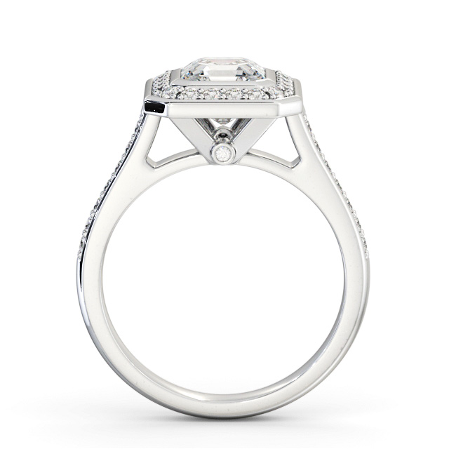 Halo Asscher Diamond Engagement Ring 9K White Gold - Maltby ENAS30_WG_UP