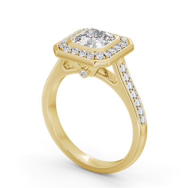 Halo Asscher Diamond Engagement Ring 9K Yellow Gold - Maltby ENAS30_YG_SIDE