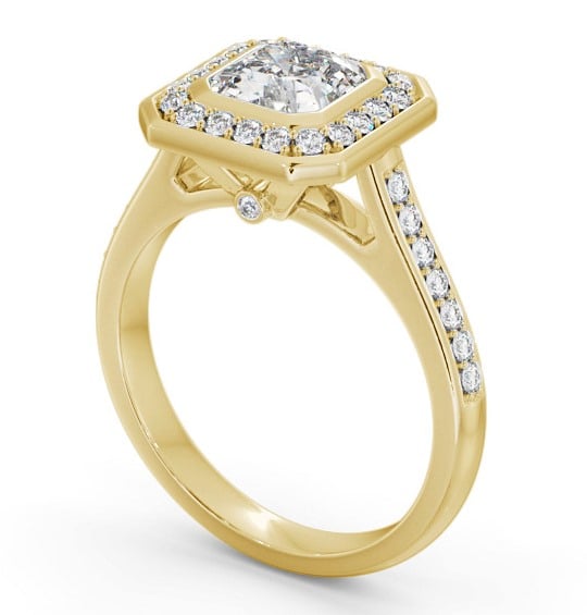 Halo Asscher Diamond Flush with Channel Setting Engagement Ring 18K Yellow Gold ENAS30_YG_THUMB1 