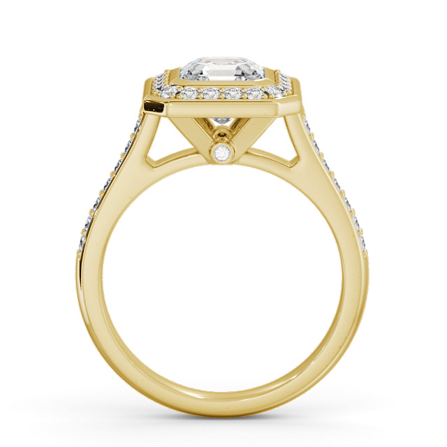 Halo Asscher Diamond Engagement Ring 9K Yellow Gold - Maltby ENAS30_YG_UP