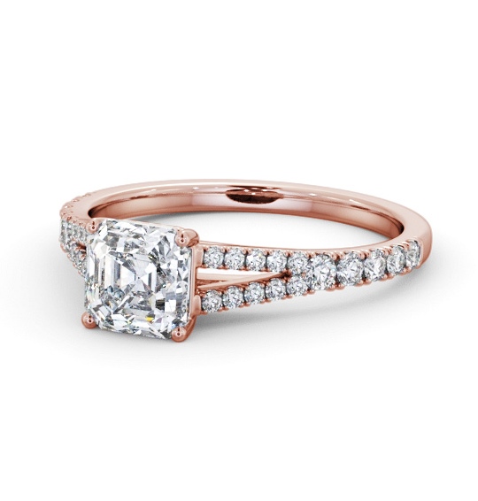  Asscher Diamond Engagement Ring 9K Rose Gold Solitaire With Side Stones - Virginia ENAS30S_RG_THUMB2 