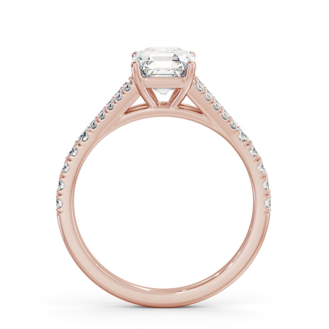 Asscher Diamond Engagement Ring 18K Rose Gold Solitaire With Side Stones - Virginia ENAS30S_RG_UP