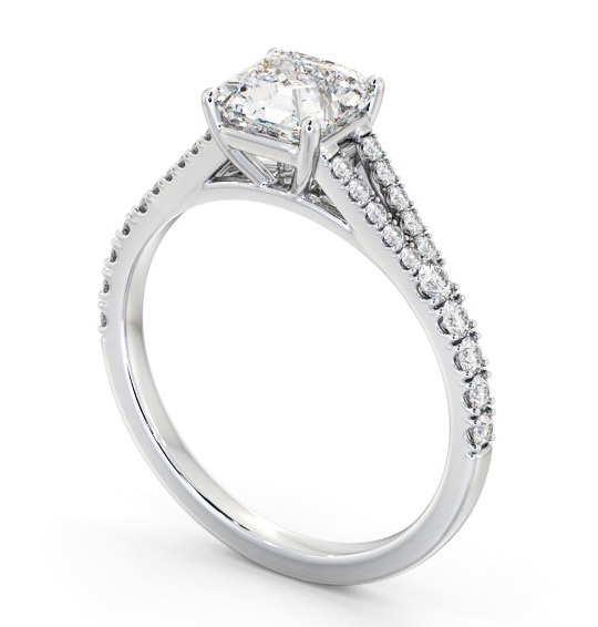 Asscher Diamond Split Band Engagement Ring Palladium Solitaire with Channel Set Side Stones ENAS30S_WG_THUMB1