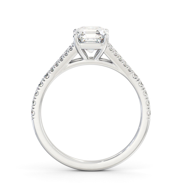 Asscher Diamond Engagement Ring 18K White Gold Solitaire With Side Stones - Virginia ENAS30S_WG_UP