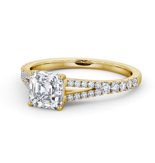  Asscher Diamond Engagement Ring 18K Yellow Gold Solitaire With Side Stones - Virginia ENAS30S_YG_THUMB2 