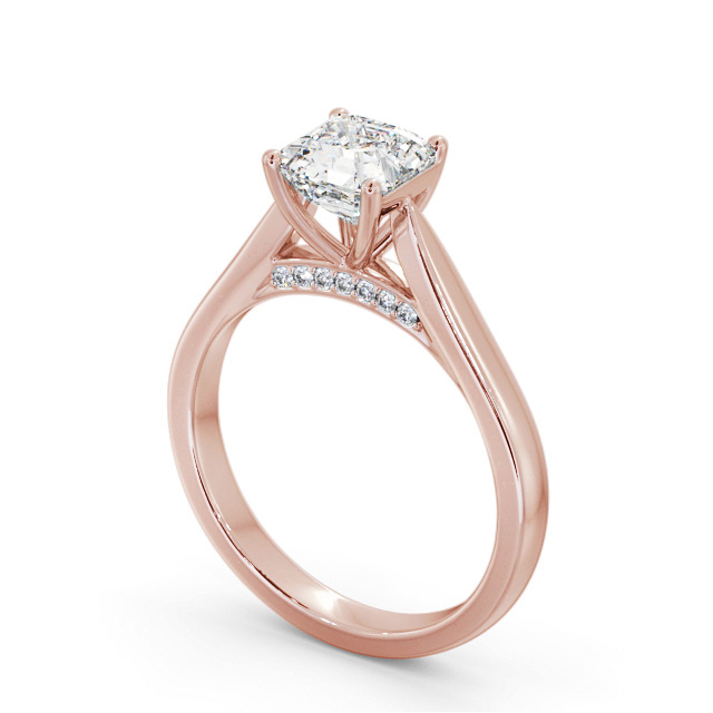 Asscher Diamond Engagement Ring 18K Rose Gold Solitaire - Chesterfield ENAS31_RG_SIDE