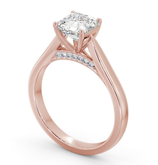 Asscher Diamond Engagement Ring with Diamond Set Bridge 9K Rose Gold Solitaire ENAS31_RG_THUMB1 