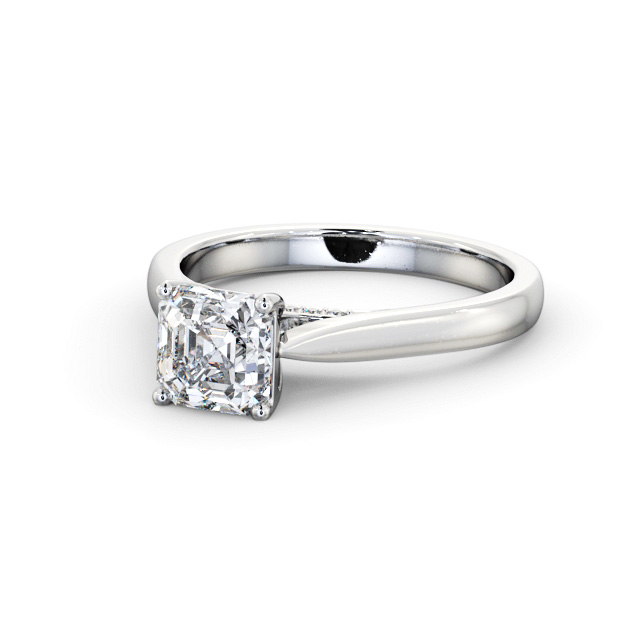 Asscher Diamond Engagement Ring 18K White Gold Solitaire - Chesterfield ENAS31_WG_FLAT