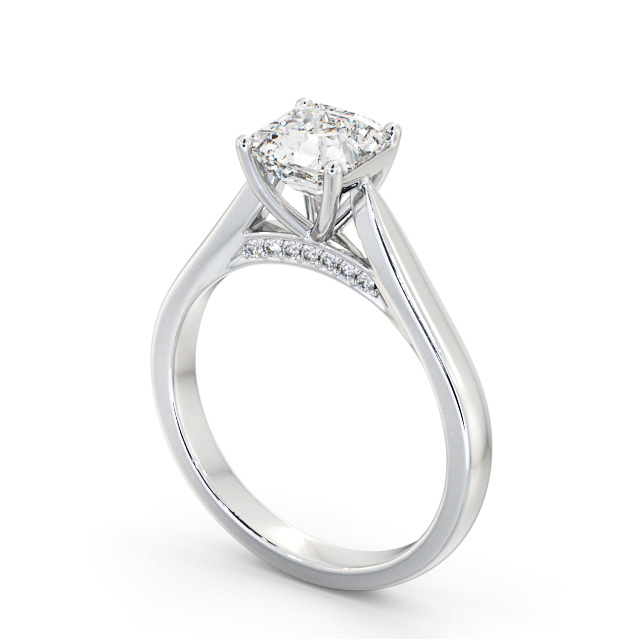 Asscher Diamond Engagement Ring Palladium Solitaire - Chesterfield ENAS31_WG_SIDE