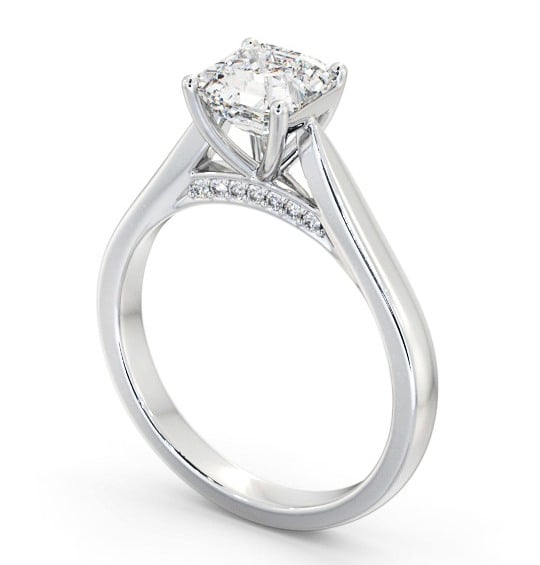 Asscher Diamond Engagement Ring with Diamond Set Bridge Palladium Solitaire ENAS31_WG_THUMB1