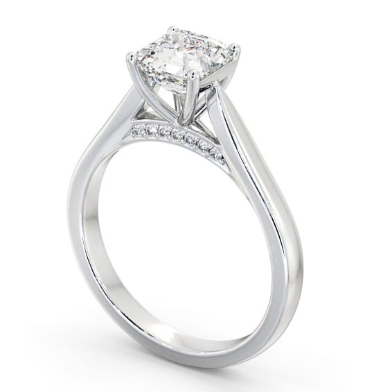 Asscher Diamond Engagement Ring with Diamond Set Bridge Platinum Solitaire ENAS31_WG_THUMB1 